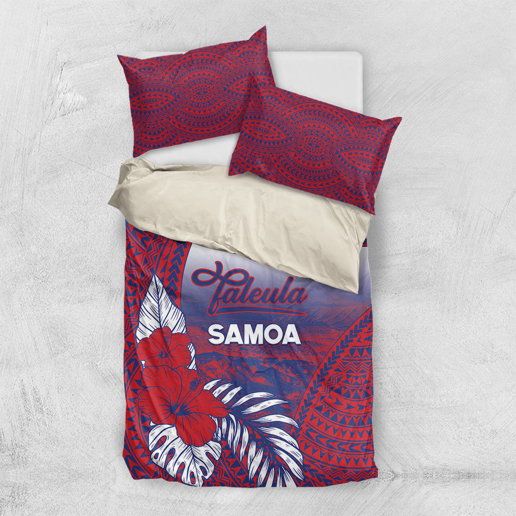 Faleula Samoa Village Bedding Set Falefa Valley Polynesian Tribal Hibiscus Floral