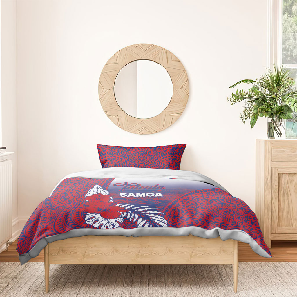 Faleula Samoa Village Bedding Set Falefa Valley Polynesian Tribal Hibiscus Floral
