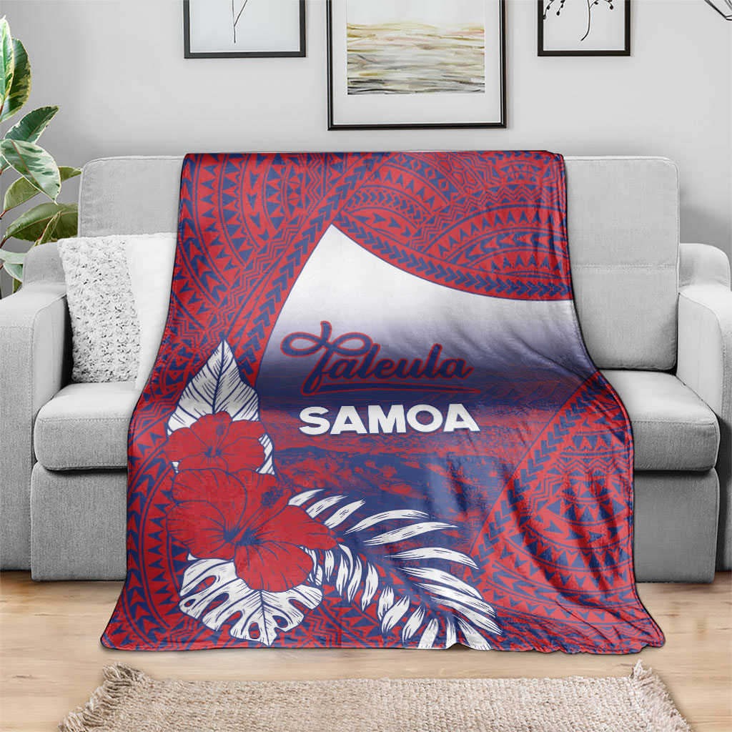 Faleula Samoa Village Blanket Falefa Valley Polynesian Tribal Hibiscus Floral
