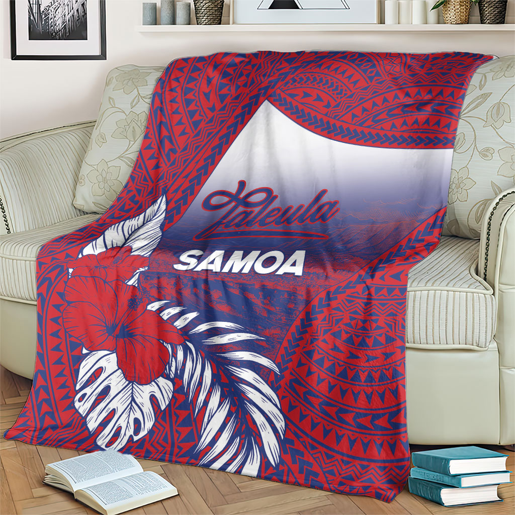 Faleula Samoa Village Blanket Falefa Valley Polynesian Tribal Hibiscus Floral