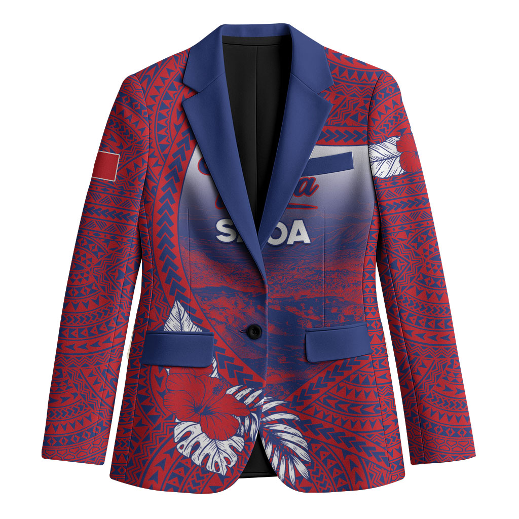 Personalised Faleula Samoa Village Blazer Falefa Valley Polynesian Tribal Hibiscus Floral