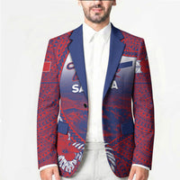 Personalised Faleula Samoa Village Blazer Falefa Valley Polynesian Tribal Hibiscus Floral