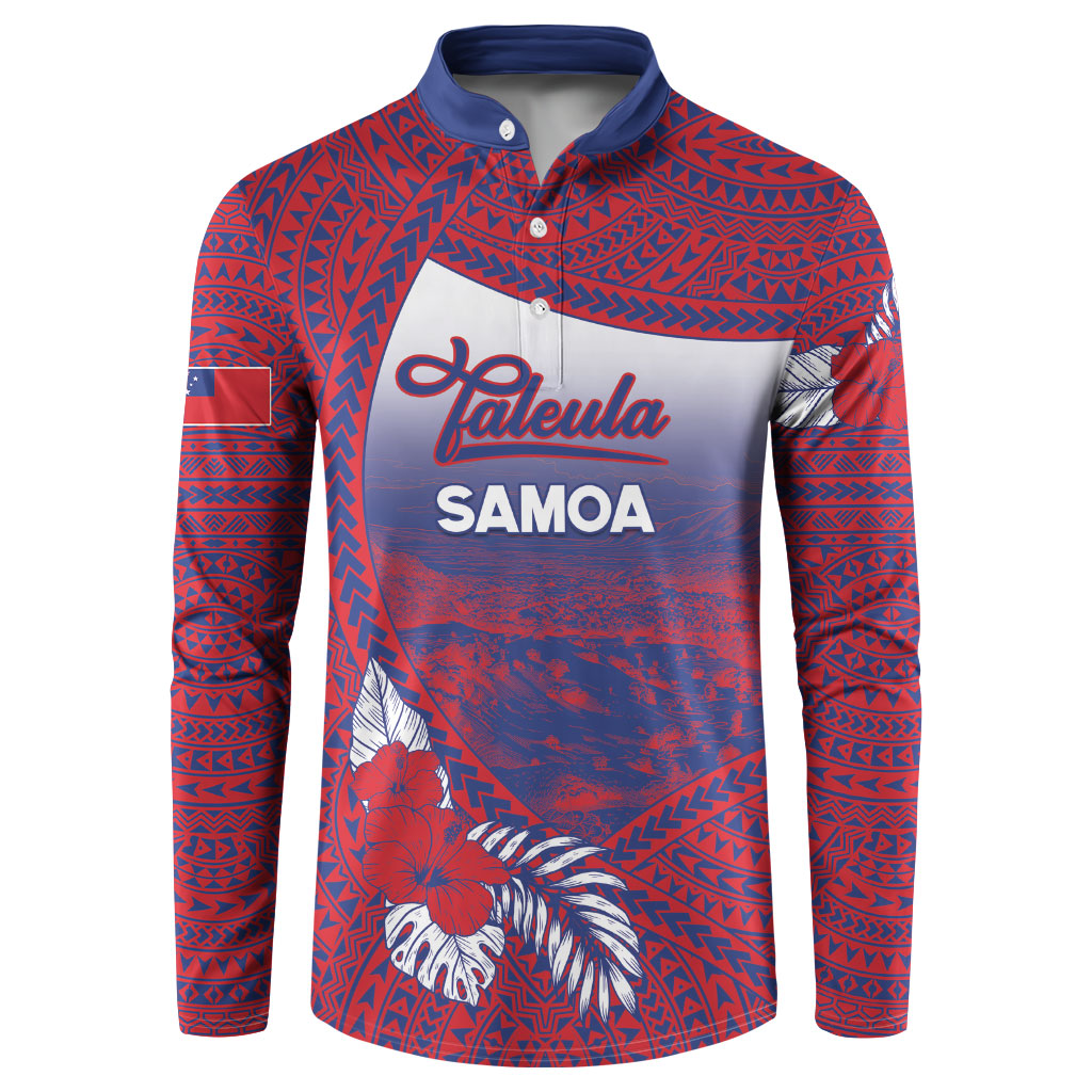 Personalised Faleula Samoa Village Button Sweatshirt Falefa Valley Polynesian Tribal Hibiscus Floral DT05 Red - Polynesian Pride