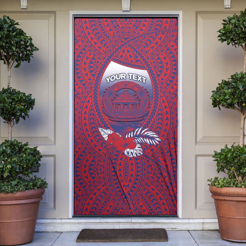 Personalised Faleula Samoa Village Door Cover Falefa Valley Polynesian Tribal Hibiscus Floral