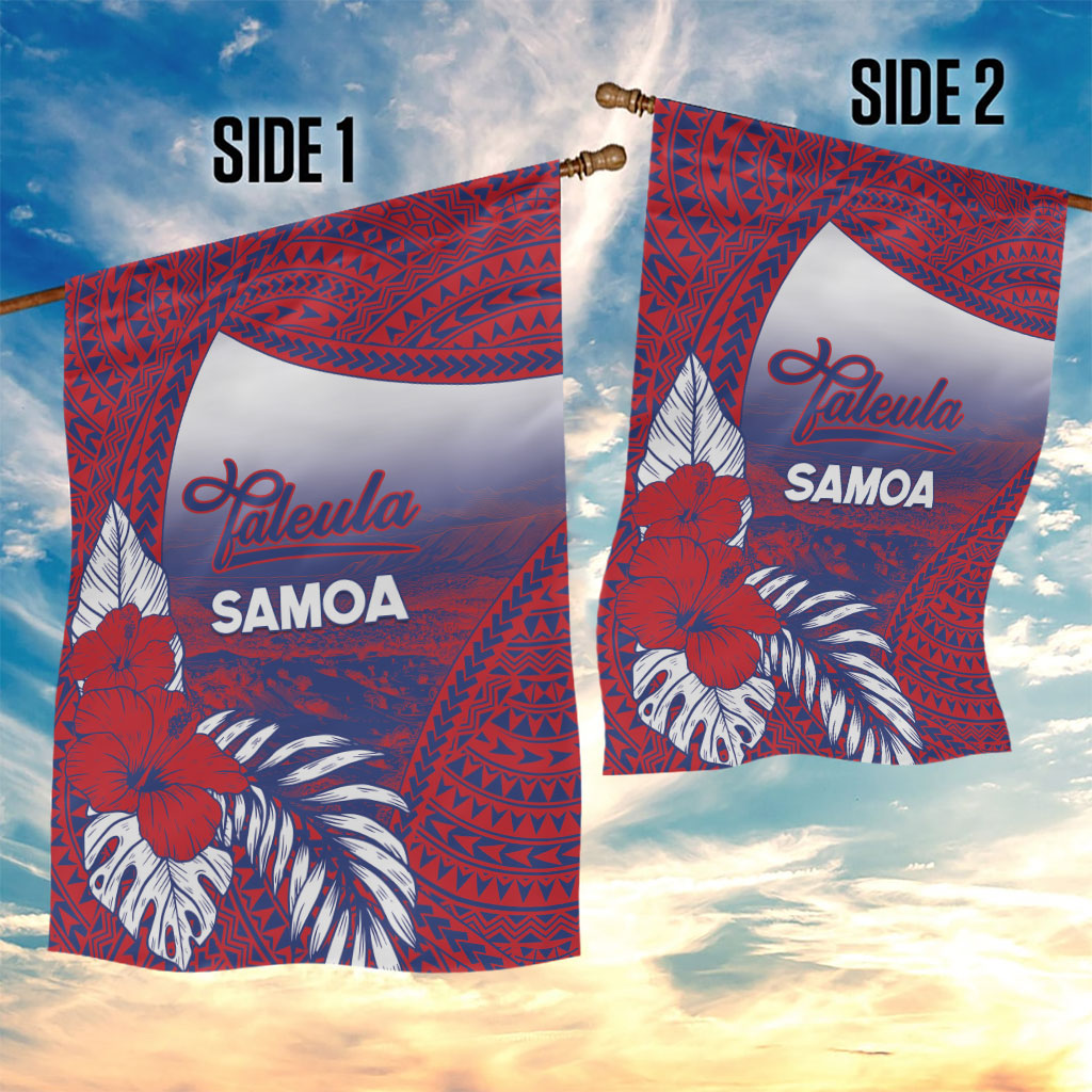 Faleula Samoa Village Garden Flag Falefa Valley Polynesian Tribal Hibiscus Floral