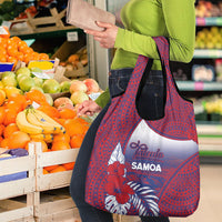 Faleula Samoa Village Grocery Bag Falefa Valley Polynesian Tribal Hibiscus Floral