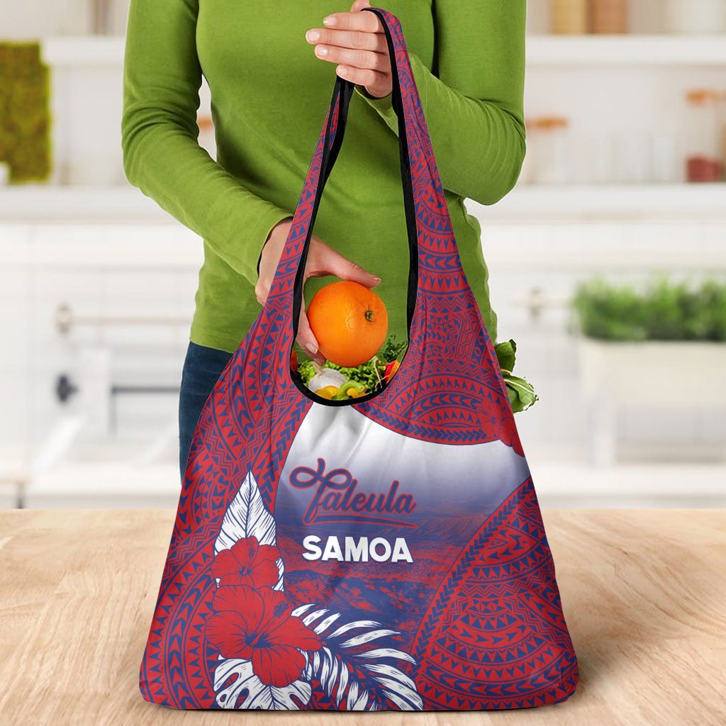 Faleula Samoa Village Grocery Bag Falefa Valley Polynesian Tribal Hibiscus Floral