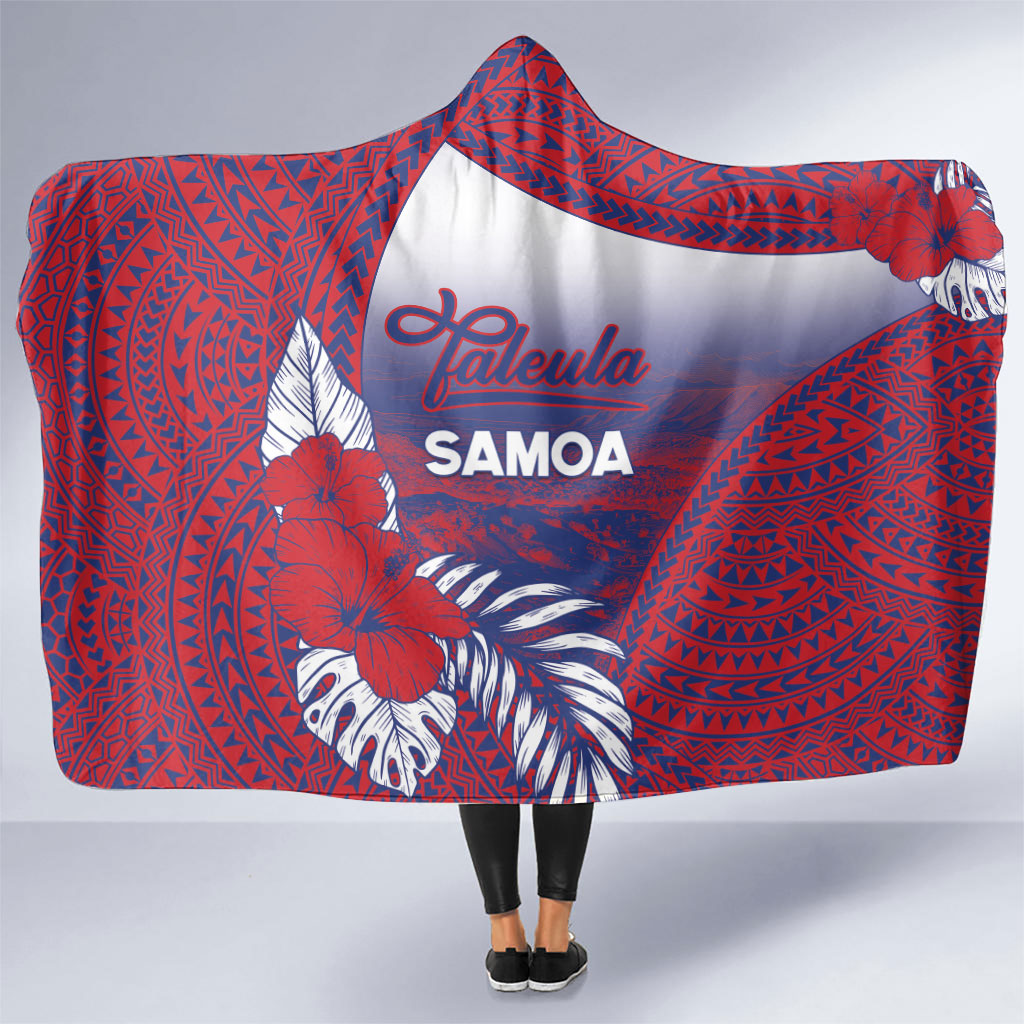 Faleula Samoa Village Hooded Blanket Falefa Valley Polynesian Tribal Hibiscus Floral