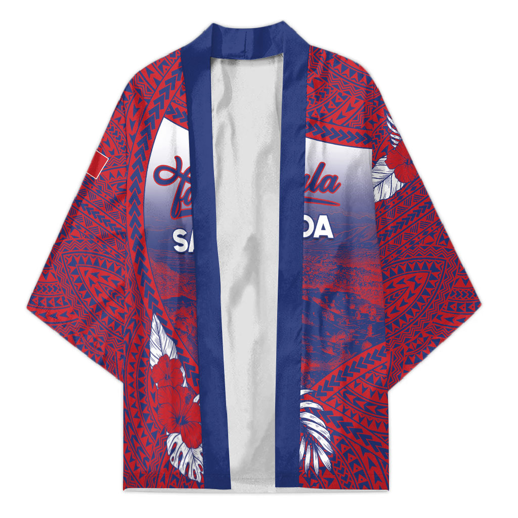Personalised Faleula Samoa Village Kimono Falefa Valley Polynesian Tribal Hibiscus Floral DT05 Unisex Red - Polynesian Pride