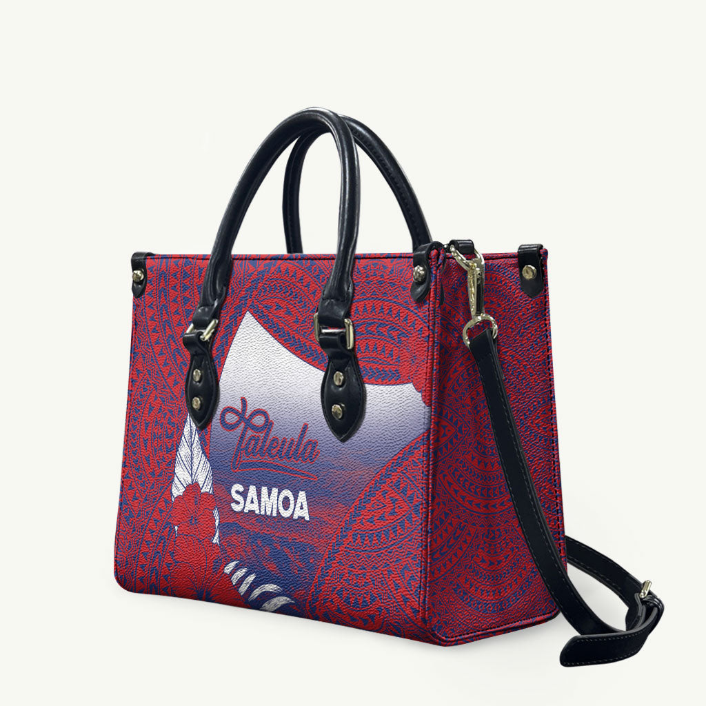 Faleula Samoa Village Leather Bag Falefa Valley Polynesian Tribal Hibiscus Floral