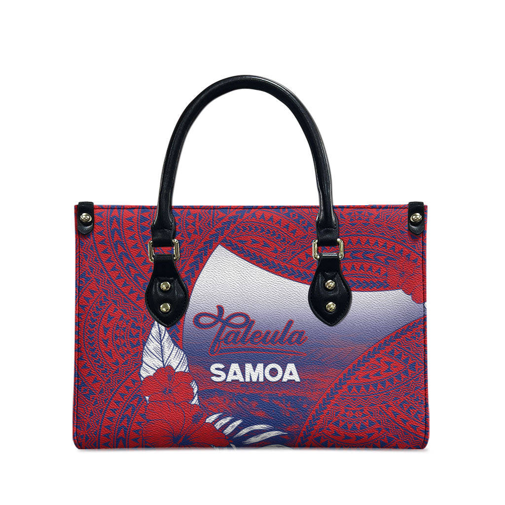 Faleula Samoa Village Leather Bag Falefa Valley Polynesian Tribal Hibiscus Floral