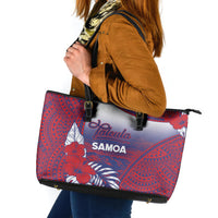 Faleula Samoa Village Leather Tote Bag Falefa Valley Polynesian Tribal Hibiscus Floral