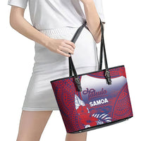 Faleula Samoa Village Leather Tote Bag Falefa Valley Polynesian Tribal Hibiscus Floral