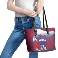 Faleula Samoa Village Leather Tote Bag Falefa Valley Polynesian Tribal Hibiscus Floral