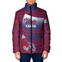 Personalised Faleula Samoa Village Padded Jacket Falefa Valley Polynesian Tribal Hibiscus Floral