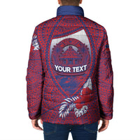 Personalised Faleula Samoa Village Padded Jacket Falefa Valley Polynesian Tribal Hibiscus Floral