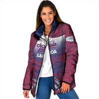 Personalised Faleula Samoa Village Padded Jacket Falefa Valley Polynesian Tribal Hibiscus Floral