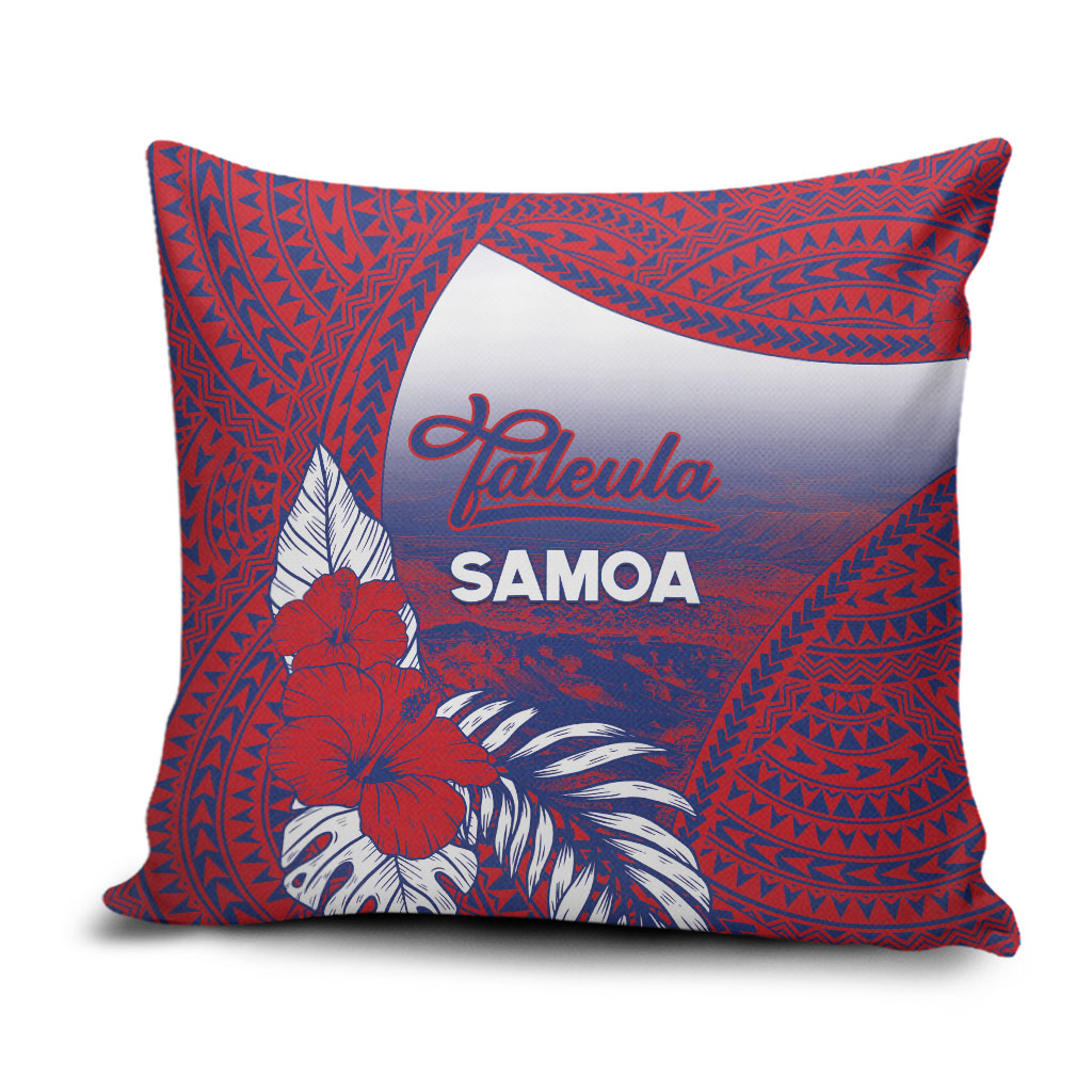 Faleula Samoa Village Pillow Cover Falefa Valley Polynesian Tribal Hibiscus Floral