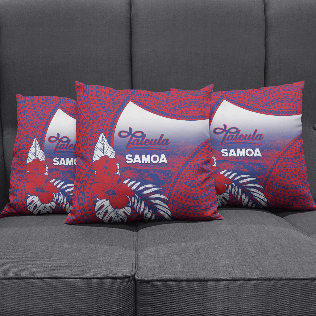 Faleula Samoa Village Pillow Cover Falefa Valley Polynesian Tribal Hibiscus Floral