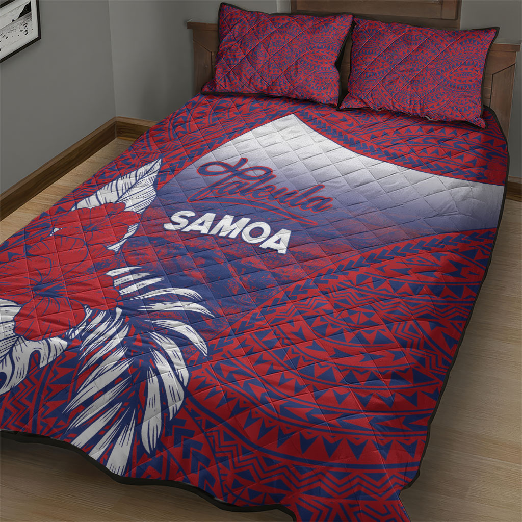 Faleula Samoa Village Quilt Bed Set Falefa Valley Polynesian Tribal Hibiscus Floral