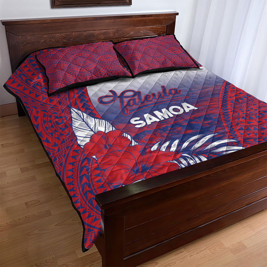 Faleula Samoa Village Quilt Bed Set Falefa Valley Polynesian Tribal Hibiscus Floral