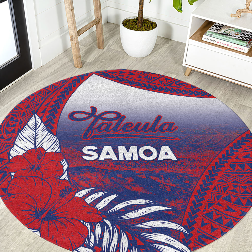 Faleula Samoa Village Round Carpet Falefa Valley Polynesian Tribal Hibiscus Floral