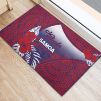 Faleula Samoa Village Rubber Doormat Falefa Valley Polynesian Tribal Hibiscus Floral