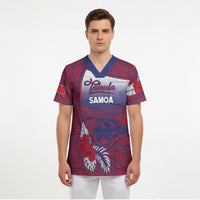 Personalised Faleula Samoa Village Scrub Top Falefa Valley Polynesian Tribal Hibiscus Floral
