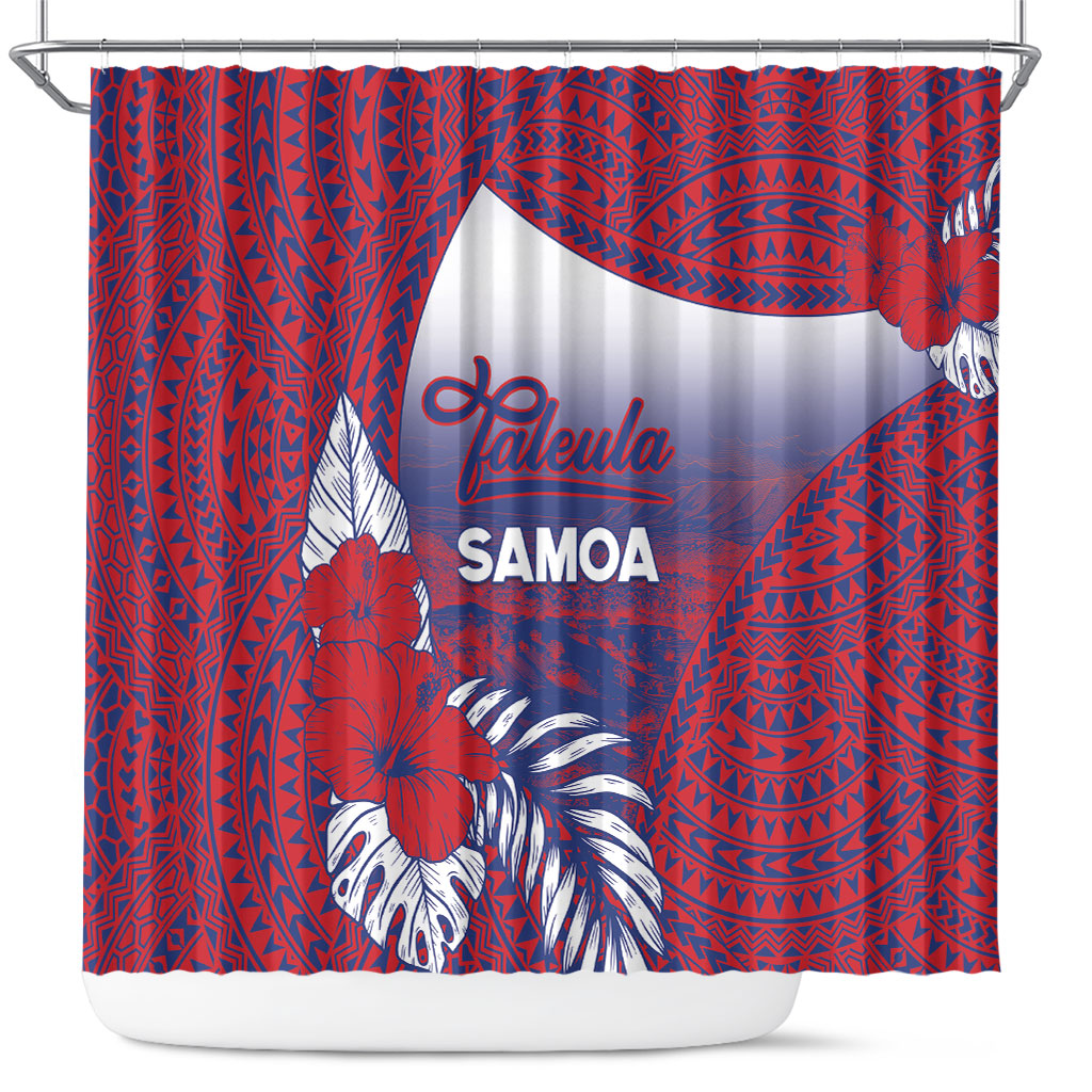 Faleula Samoa Village Shower Curtain Falefa Valley Polynesian Tribal Hibiscus Floral