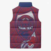 Personalised Faleula Samoa Village Sleeveless Puffer Jacket Falefa Valley Polynesian Tribal Hibiscus Floral
