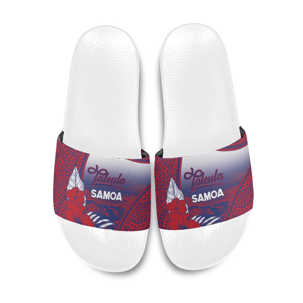 Faleula Samoa Village Slide Sandals Falefa Valley Polynesian Tribal Hibiscus Floral