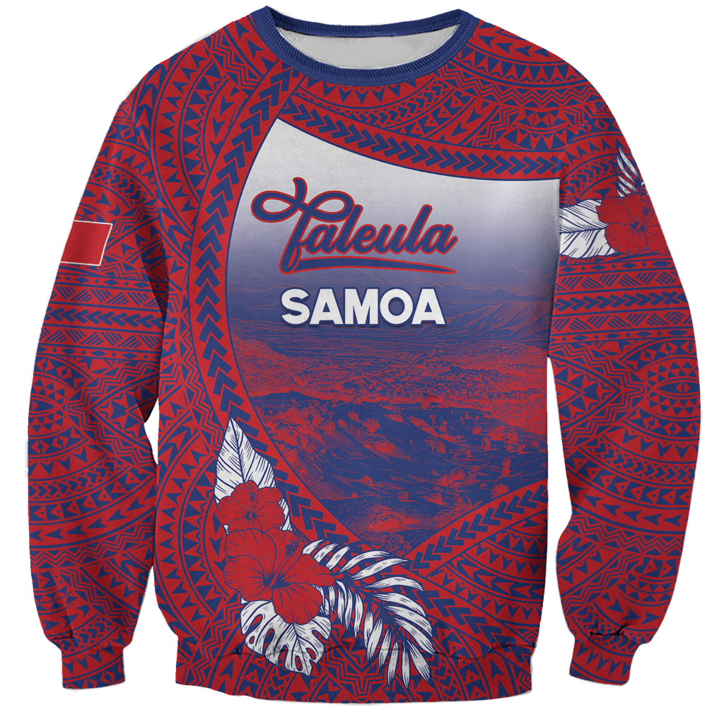 Personalised Faleula Samoa Village Sweatshirt Falefa Valley Polynesian Tribal Hibiscus Floral