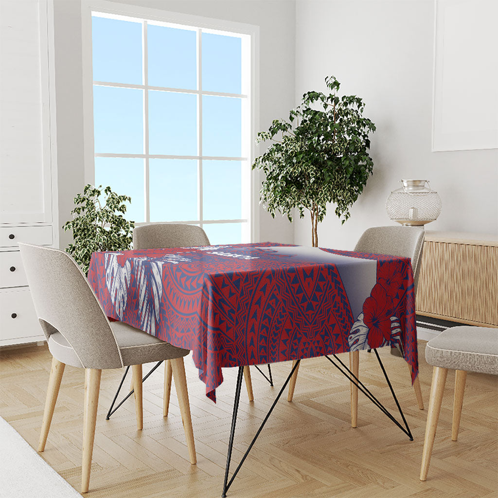 Faleula Samoa Village Tablecloth Falefa Valley Polynesian Tribal Hibiscus Floral