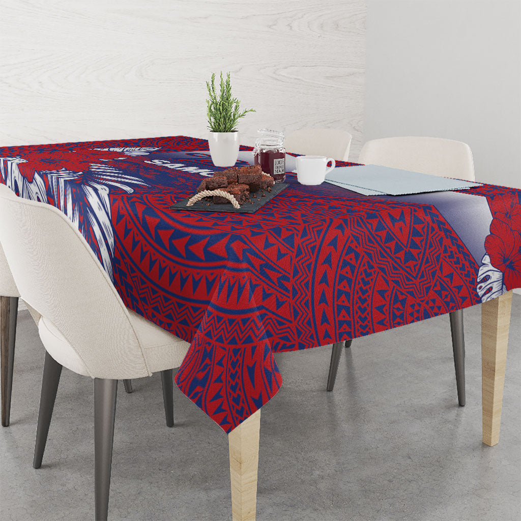 Faleula Samoa Village Tablecloth Falefa Valley Polynesian Tribal Hibiscus Floral