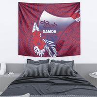 Faleula Samoa Village Tapestry Falefa Valley Polynesian Tribal Hibiscus Floral