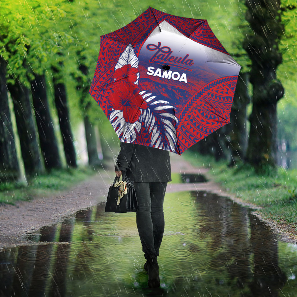 Faleula Samoa Village Umbrella Falefa Valley Polynesian Tribal Hibiscus Floral