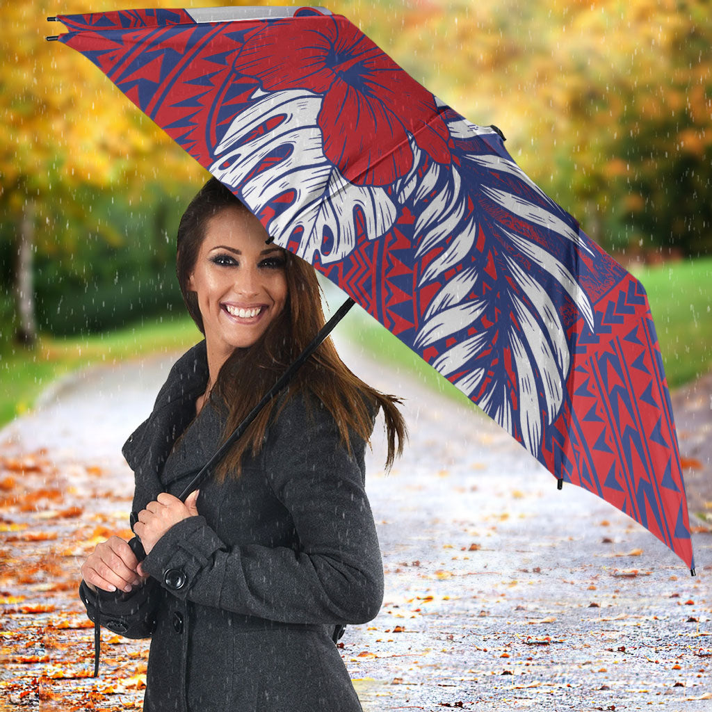 Faleula Samoa Village Umbrella Falefa Valley Polynesian Tribal Hibiscus Floral
