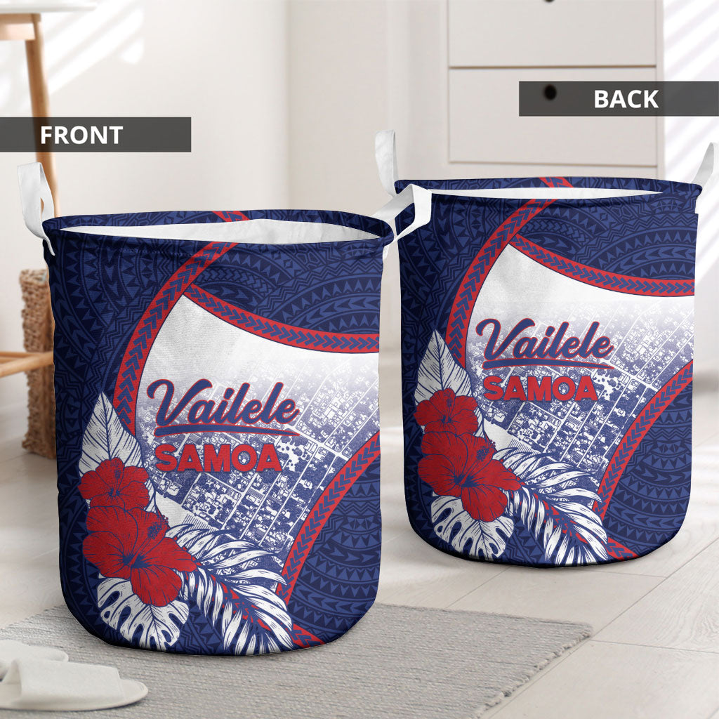 Vailele Samoa Village Laundry Basket Map Polynesian Tribal Hibiscus Floral