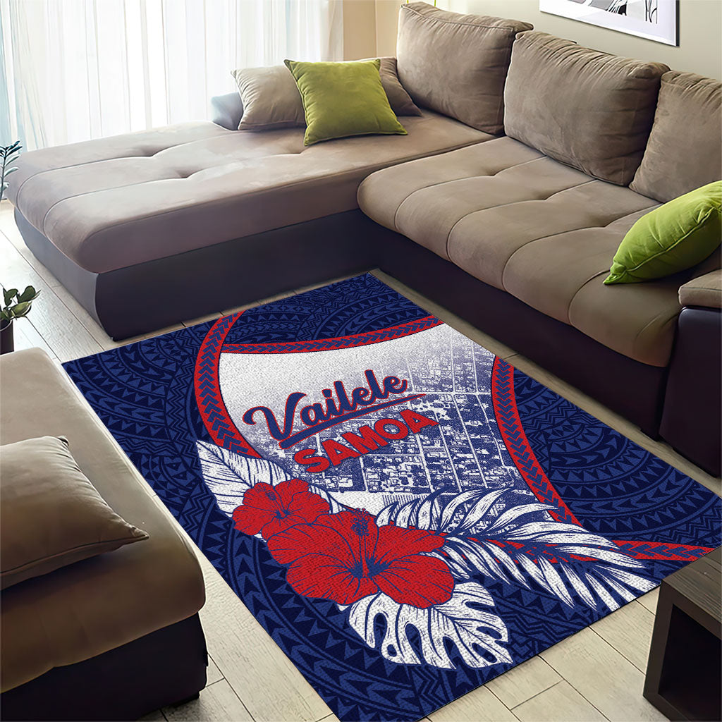 Vailele Samoa Village Area Rug Map Polynesian Tribal Hibiscus Floral