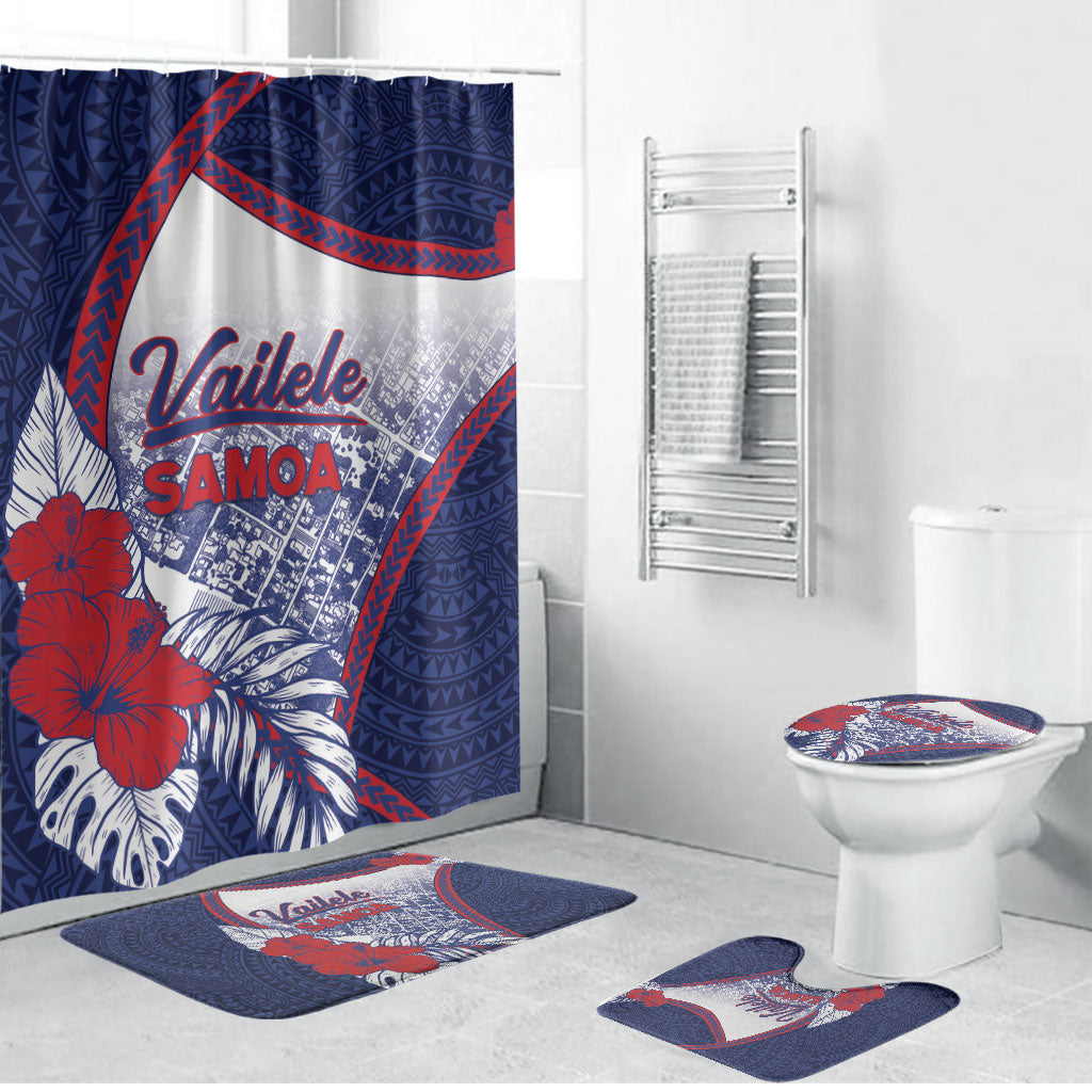 Vailele Samoa Village Bathroom Set Map Polynesian Tribal Hibiscus Floral