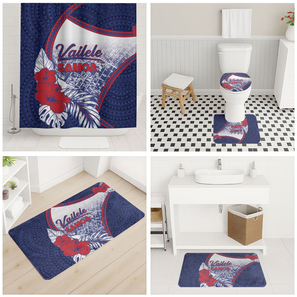 Vailele Samoa Village Bathroom Set Map Polynesian Tribal Hibiscus Floral