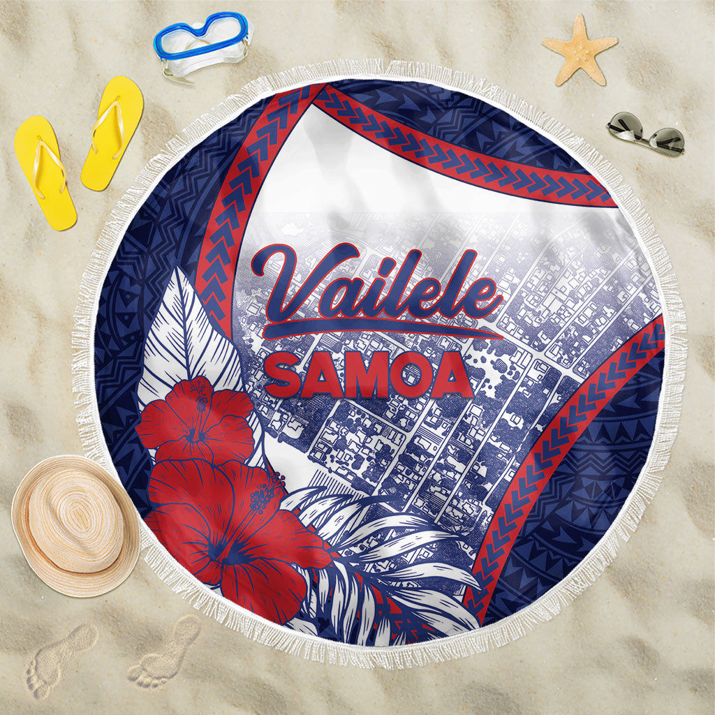 Vailele Samoa Village Beach Blanket Map Polynesian Tribal Hibiscus Floral