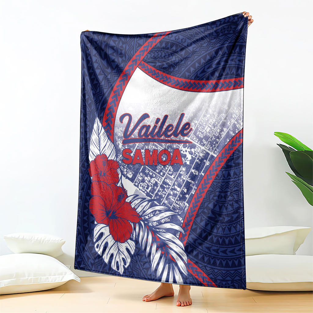 Vailele Samoa Village Blanket Map Polynesian Tribal Hibiscus Floral
