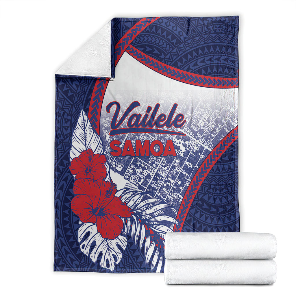 Vailele Samoa Village Blanket Map Polynesian Tribal Hibiscus Floral