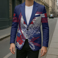 Personalised Vailele Samoa Village Blazer Map Polynesian Tribal Hibiscus Floral