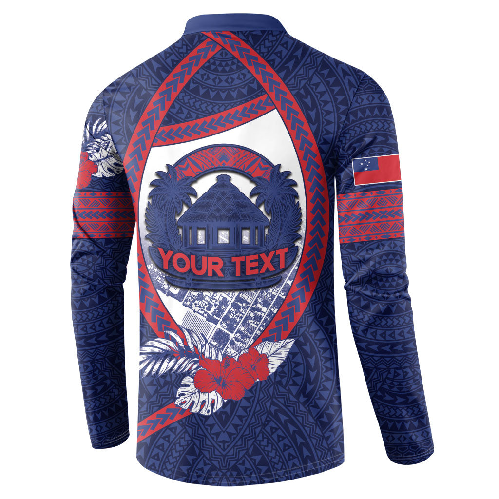 Personalised Vailele Samoa Village Button Sweatshirt Map Polynesian Tribal Hibiscus Floral