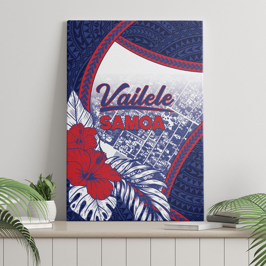 Vailele Samoa Village Canvas Wall Art Map Polynesian Tribal Hibiscus Floral