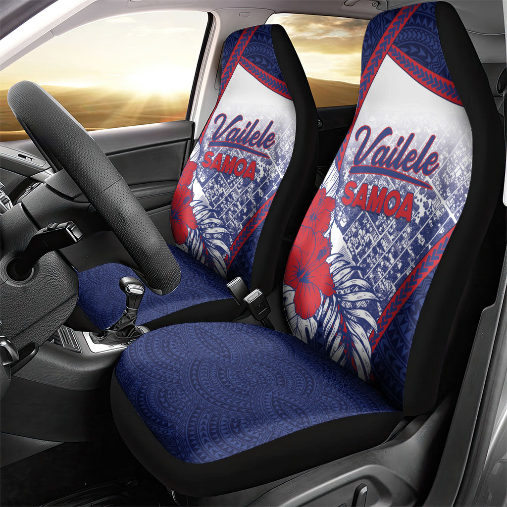 Vailele Samoa Village Car Seat Cover Map Polynesian Tribal Hibiscus Floral
