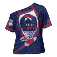Personalised Vailele Samoa Village Cross Shoulder Shirt Map Polynesian Tribal Hibiscus Floral