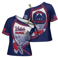 Personalised Vailele Samoa Village Cross Shoulder Shirt Map Polynesian Tribal Hibiscus Floral